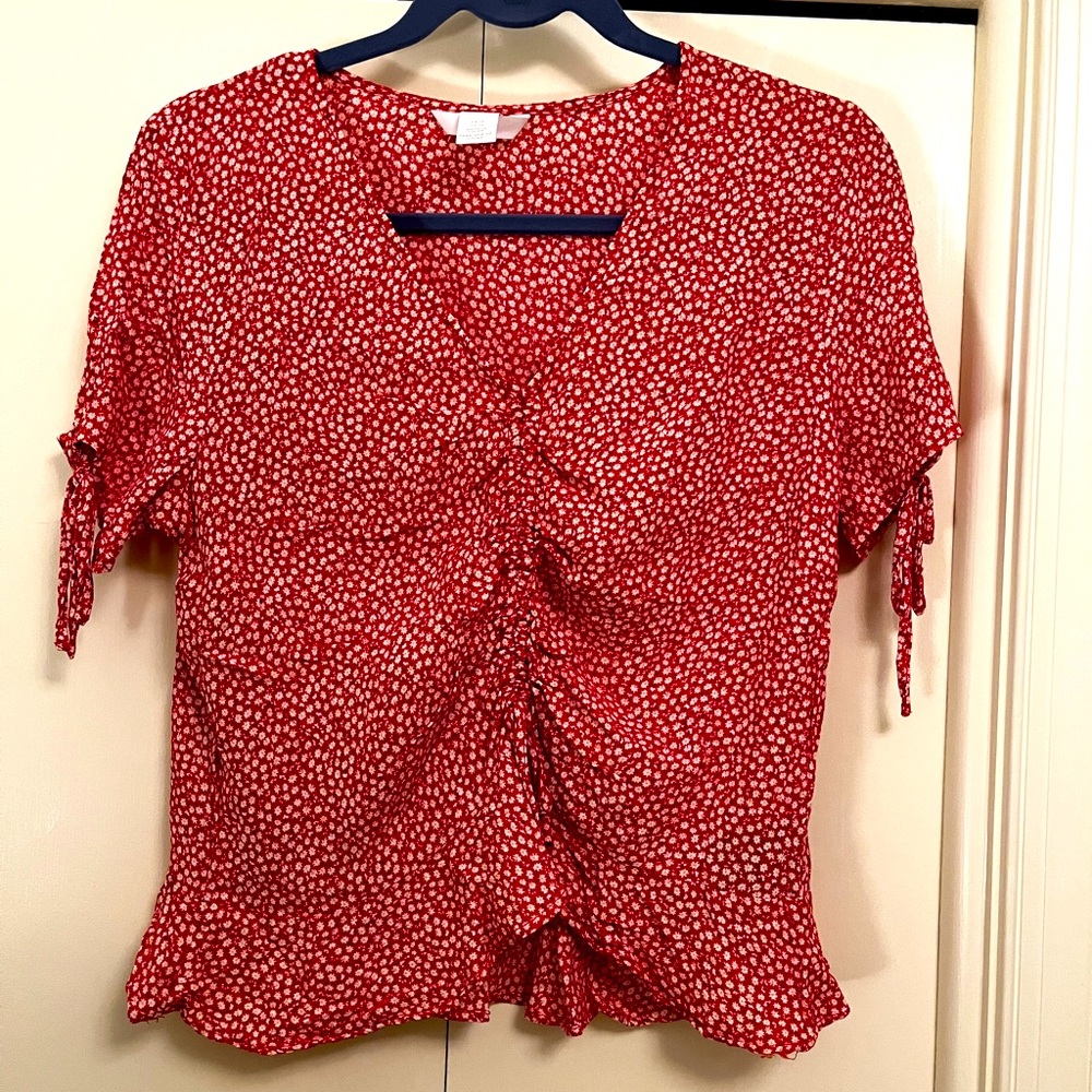 H&M Red floral top, Size 12